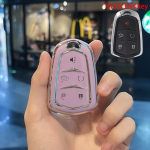 4 5 nupuga UUS TPU auto nutika v&otilde;tmega &uuml;mbris V&otilde;tmehoidja kott Cadillacile ATS CT6 CTS DTS XT5 Escalade ESV SRX STS XTS ELR 2014 - 2018 4 Button key case valge