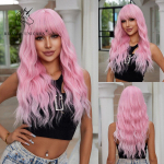 Blond Unicorn s&uuml;nteetiline Barbie roosa parukas Pikad lainelised parukad tukkidega Lolita Cosplay Party kasutamine kuumakindlast kiust naistele