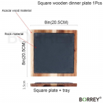 BORREY kiltkivist kandik Puidust laudist kandik L&auml;&auml;ne &otilde;htus&ouml;&ouml;gitaldrik Pizza lihaplaadid toiduks Sushi roog Restorani lauan&otilde;ud Square 20.5CM