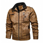 S&uuml;gis- ja talvine meeste uus polo krae nahkmantel Moodne nahktagi 3D 3D L&otilde;ikamine Trend Mood Mugav Trend Meestemantel XL khaki