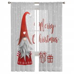 Christmas Gnome Snowflake Window t&uuml;llkardinad elutuppa k&ouml;&ouml;ki J&otilde;ulud kodukaunistused Sheer Voile kardinad 135W x 114H(cm)
