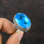 Tahuline &Scaron;veitsi sinine topaas s&otilde;rmus A &Uuml;ks kvaliteet v&auml;&auml;riskiviehted 925 Sterlingh&otilde;be S&otilde;rmus K&auml;sitsi valmistatud Vintage S&otilde;rmus Kingituseks Saadaval S&otilde;rmuse suuruses Adjustable