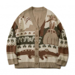 Talvekampsun, mis ei vasta tr&uuml;kiga, pikkade varrukatega, suurep&auml;rane vanaaegne igap&auml;evaseks kandmiseks 2XL aprikoosi