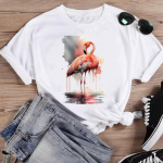 (Aasia suurus) Fashion Print Naiste vabaaja T-riided Flamingo Trend Armsad 90ndate vabaaja naiste top graafilised t-s&auml;rgid l&uuml;hikeste varrukatega T-s&auml;rgid S