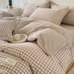 Tr&uuml;kimata stiilis neljaosaline kolmeosaline pestud tekikate voodipesukomplekt Jaapani stiilis ruuduline tekikott Quilt cover【150*200cm】