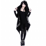 Naiste mood gooti mantel Moestiil Punk pikkade varrukatega mustad kapuutsid Witch Moon Print Vaba kapuutsiga vabaaja kampsun XXXXXL must