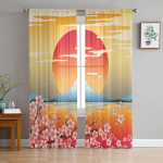 Jaapani stiilis Sakura Sheer Voile Aknakardinad T&uuml;llkardinad Elutoa R&otilde;du kaunistus kardinad 135W x 114H(cm)