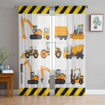 Kollane veoauto ekskavaator L&auml;bipaistvad kardinad elutuppa Magamistoa t&uuml;llkardinad K&ouml;&ouml;gi akende hooldused Paneelkatted 135W x 114H(cm)