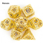 7 tk kollane sinine hammasratta metallist t&auml;ringud &otilde;&otilde;nsad metallist mitmetahulised t&auml;ringukomplektid sobivad rollim&auml;nguks RPG lauam&auml;ngu kaardim&auml;nguks mitmev&auml;rviline