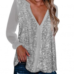 Pullover, suur kaelus, pehme l&auml;ikiv litrid V pikkade varrukatega, l&otilde;dvalt hingav keskmise pikkusega &uuml;hev&auml;rviline j&otilde;udlus XL hall