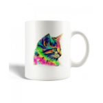 Mug en C&eacute;ramique Chaton Color&eacute; Sur Le Pop Art Abstrait