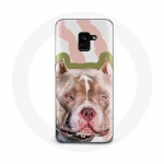 &Uuml;mbris Samsung Galaxy A8 Plus pruuni pitbulli koerale