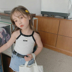 Suvine t&uuml;drukuvest Beebi Interneti-kuulsuste laste isiksus, trendikas korea versioon, v&auml;rvilise plokkkirjaga v&auml;limine vest 80cm valge