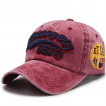 Meeste Denim Baseball Cap Naiste Tikitud Kirjaga Peak Cap Kevadine p&auml;ikesem&uuml;ts punane