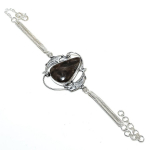 Natural Larvikite Stone Gemstone 925 Sterling Silver Bracelet 7-8 q0a72