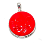 Natural Italian Red Coral Gemstone 925 Sterling Silver Pendant 1.97 l3p23