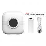 Kaasaskantav minitermoprinter juhtmevabalt BT 203dpi fotosildi memo Vale k&uuml;simus USB-kaabliga printimine Imprimante Portable White