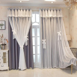 2-osalised konkskardinad Kahekihilised riidest l&otilde;ngast integreeritud pimendavad kardinad Pitsist printsessi magamistoa elutoa kardinad W200&times;H270cm&times;2pcs hall