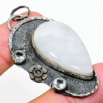 Natural Rainbow Moonstone, Topaz Gemstone 925 Sterling Silver Pendant 2.36 l5e08