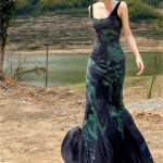 Y2k Sweet Elegant Pikk Kleit T&auml;navar&otilde;ivad Korea vintage lipsuv&auml;rvi seljata naiste kalasaba kleidid Mood &otilde;hukese v&ouml;&ouml;kohaga tuunika Vestidos S must