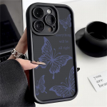 Butterfly Soft TPU telefoni kate iPhone 16 15 Pro Max 14 13 Pro 12 Mini 11 XR 8 7 p&otilde;rutuskindel matt silikoon&uuml;mbris iPhone 15 must