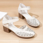 Johnature Retro ehtsast nahast &otilde;&otilde;nsad hingavad sandaalid Mitmek&uuml;lgsed &uuml;mara ninaga paksu kontsaga naiste kingad 40 beež