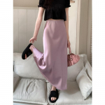 Suvine A-sarja siidist satiinseelik naiste elegantne k&otilde;rge v&ouml;&ouml;kohaga vabaajaseelik Moodne naissoost &otilde;hukesed pikad seelikud naiste r&otilde;ivad 2024 S lilla