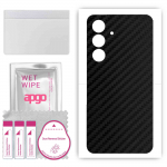 apgo Protective Skin Sticker for the back compatible with Samsung Galaxy M34 5G, Wrap Film, Foil, Vinyl - Pattern Carbon Black