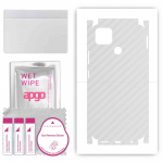 apgo Protective Skin Sticker for the back+sides compatible with Realme Narzo 30A, Full Wrap Film, Foil, Vinyl - Pattern Transparent Carbon