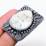 Natural Dendrite Opal Gemstone Handmade 925 Sterling Silver Ring Size 8 b9b71
