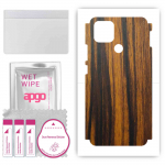 apgo Protective Skin Sticker for the back+sides compatible with Oppo A15, Full Wrap Film, Foil, Vinyl - Pattern Tigerwood