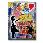 Banksy stiilis plakatt&uuml;druk &otilde;hupalliga J&auml;lgi oma unistust l&otilde;uendimaal Abstraktne Graffiti Pop T&auml;nava Seinakunst Pilt Kodukaunistus 21x30cm No Framed