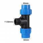 1/2 3/4 1 kuni 20mm 25mm 32mm PE toru lukustatud tee Farmland Mikroniisutus sprinkler Niisutus PE toru kiir&uuml;henduse tee 1 inch to 32mm