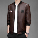 Uus s&uuml;gisene meeste nahktagi Korea stiilis Slim Fit PU-nahkjakk Noorte pestud nahktagi meestele M
