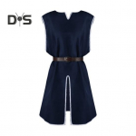 Keskaegne viikingite tuunika s&auml;rk V-kaelusega varrukateta v&ouml;&ouml;ga, keskmise pikkusega pluss suuruses Cosplay lava renessanss&uuml;ritused Halloweeni kost&uuml;&uuml;m, piraattopp L sinine