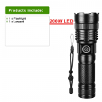 V&otilde;imas 200 W LED-taskulamp &uuml;lihele taskulamp suure luumeniga 100000LM kohtvalgusti laetav lamp enesekaitse latern A-Flashlight