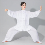 Danmo Meeste ja Naiste Tai Chi Kung Fu Pehme Puuvillane Komplekt V&otilde;itluskunstide &Uuml;htne Jakk ja Wing Chun P&uuml;ksid XXXXL valge