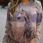 Horse Print Hoodie 3D Loomade Print Crewneck Pikkade Varrukatega Sweats Harajuku Hoodid Kvaliteetne Mantel T&uuml;drukute Spordidress Naiste R&otilde;ivad 4XL