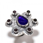 Natural London Blue Topaz, Amethyst Gemstone 925 Sterling Silver Ring S.10 u1c64