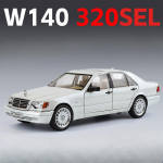 1/24 Benz W140 320SEL M&auml;nguautode mudelid, sulamist survevalu, heli ja valgusega tagaratta tagasit&otilde;mbamisfunktsioon S&otilde;idukite mudelid Kingituste kogumine