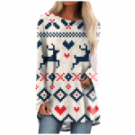 J&otilde;uluvana P&otilde;hjap&otilde;dra T-s&auml;rk J&otilde;ulude 3D Prindiga Naiste pikkade varrukatega T-s&auml;rgid T&auml;navar&otilde;ivad Suured s&auml;rgid Naiste tuunika Topid Riided S