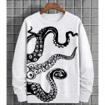 S&uuml;gisene meeste dressipluus 3d kaheksajala prindiga &Uuml;markaelusega kampsun Meestele Pusad Pullover Pehme avara suurte pikkade varrukatega T-s&auml;rk 3XL
