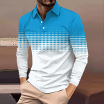 Meeste golfis&auml;rk vabaaja sportlik, V-kaelusega soonikkrae, pikkade varrukatega, moodne vabaaja &uuml;hev&auml;rviline tavaline kevad-suviline tavaline sobivus L