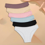 FINETOO 6 TK/KOMPLEKT Naiste Puuvillased P&uuml;ksikud Seksikad Pehmed Triibulised Alusp&uuml;ksid &Uuml;hev&auml;rvilised Bikiinid Naiste Mugav Veniv Pesu M-XL L&6pcs