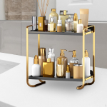 Countertop Standing Shelf Make up Rack Double Tier Kitchen Storage Spice for Bedroom Black
