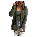 Naiste Boho pikkade varrukatega lahtine eesmine turske kaabliga kootud kardigan lahtine pullover kampsun L armee roheline v&auml;rv