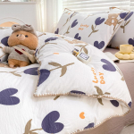 Retro stiilis kahekihiline l&otilde;ng pestud puuvillane tekikate neljaosaline komplekt voodipesu linad kolmeosaline komplekt 1.2m bed
