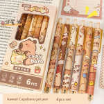 6 TK esteetiline Capybara geelpliiats Cartoon 0,5 mm geelpliiats kiiresti kuivav armas kirjutuspliiats kontoritarbed 6PCS/Box