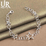 925 Sterling H&otilde;be T&auml;ielik Viie Otsaga T&auml;he Keti K&auml;ev&otilde;ru Moodsad Pulmaehted 20CM