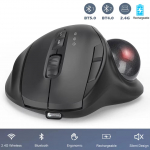 Juhtmeta juhtkuulihiir 2,4G ja Bluetoothi ​​taaslaetav rullpallihiir Ergonoomilise disainiga p&ouml;idlajuhtimishiir Windowsile hall v&auml;rv